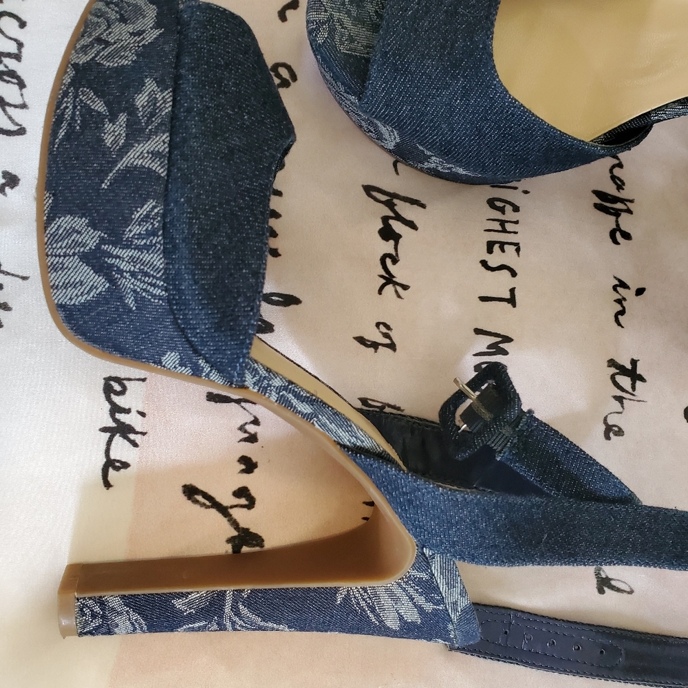 Jessica Simpson Floral Denim Platform High heel